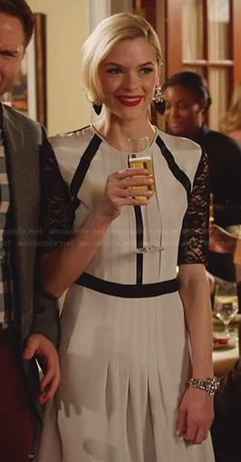 Lemon's white pleated dress with black lace sleeves on Hart of Dixie