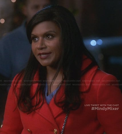 Mindy’s red pea coat on The Mindy Project