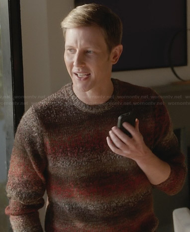 Nolan’s brown ombre stripe sweater on Revenge