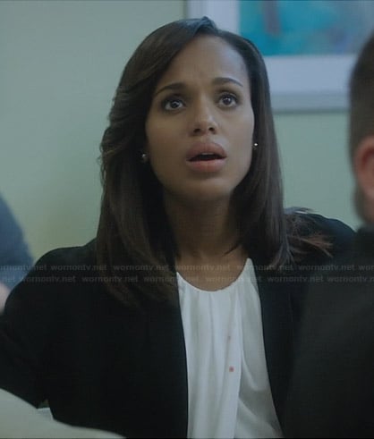 Olivia's white draped front top and black jacket on Scandal