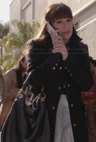 Rachel's black coat and bag on Glee