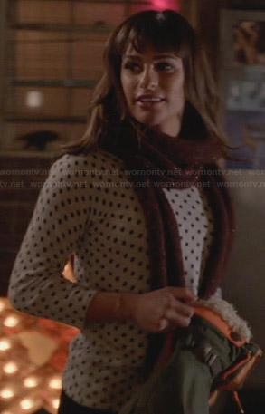 Rachel's light grey polka dot sweater on Glee