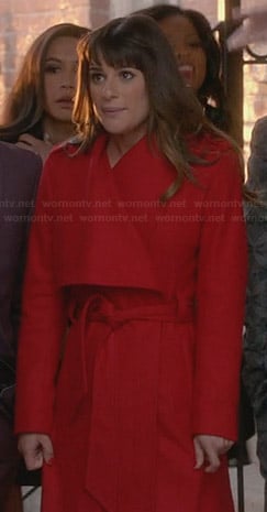 Rachel’s red belted coat on Glee