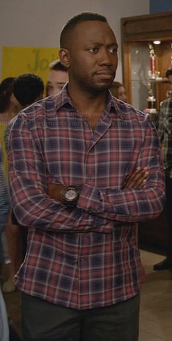 Winston’s purple plaid shirt on New Girl