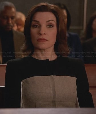 Alicia’s beige and black colorblock jacket on The Good Wife