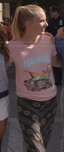 Brittany’s pink “Hawaii” tee and printed maxi skirt on Glee