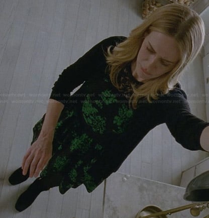 Cordelia's black and green floral lace illusion dress on American Horror Story