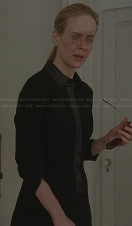 Cordelia's black leather trimmed shirtdress on American Horror Story