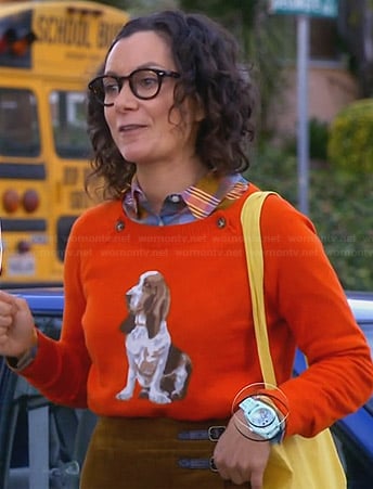 Irene's orange dog print sweater on Bad Teacher