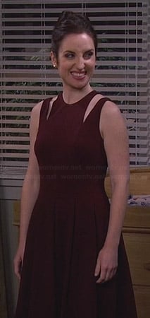 Kate's burgundy shoulder cutout dress on Friends with Better Lives