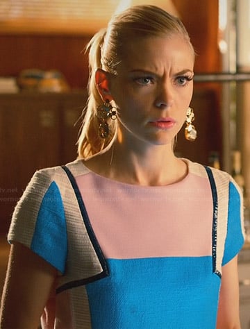 Lemon’s pink and blue colorblock dress with leather trim on Hart of Dixie