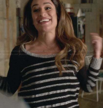 Rachel’s black and grey striped sweater on Glee