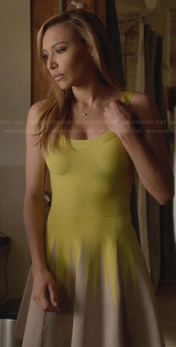 Santana's yellow zig zag colorblock dress on Glee
