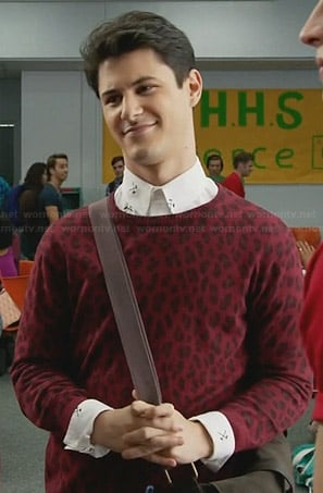 Shane’s red leopard print sweater on Faking It