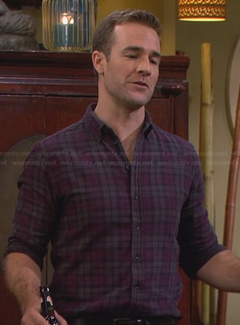 Will's grey and purple plaid flannel shirt on Friends with Better Lives