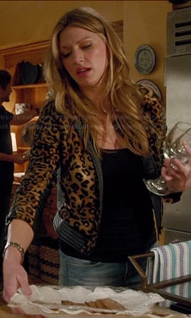 Josslyn's leopard print jacket with leather trim on Mistresses