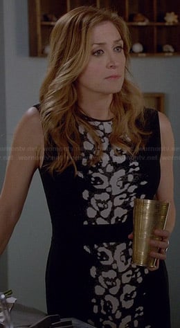 Maura's black and white leopard print dress on Rizzoli and Isles