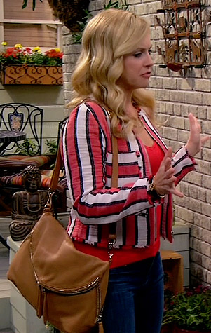 Mel's red and white striped jacket on Melissa and Joey