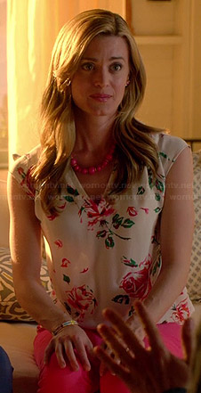 Paige's rose printed v-neck blouse on Royal Pains