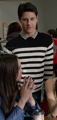 Shane’s black and white striped sweater on Faking It