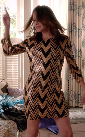 April's gold zig zag long sleeved sequin dress on Chasing Life