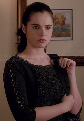 Bay's black lace trim long sleeved top on Switched at Birth