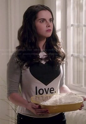 Bay’s “love.” heart tee on Switched at Birth