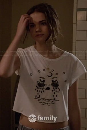 Callie’s white tears graphic tee on The Fosters