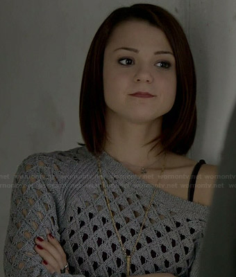 Carter's grey open knit sweater on Finding Carter