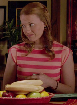 Daphne's pink and cream striped top on Switched at Birth