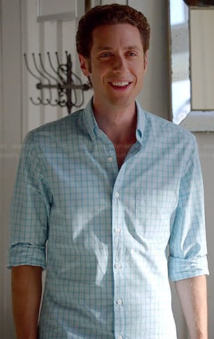 Evan’s blue checked shirt on Royal Pains