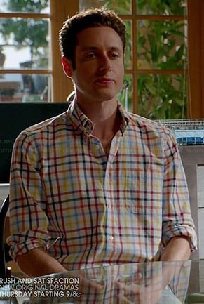 Evan's multi colored check shirt on Royal Pains