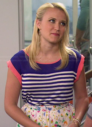 WornOnTV: Gabi’s blue striped top with pink trim on Young and Hungry ...