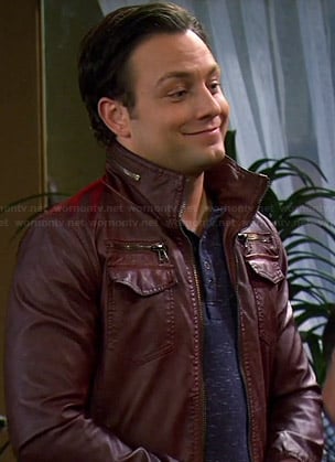 Josh's burgundy leather jacket on Young and Hungry