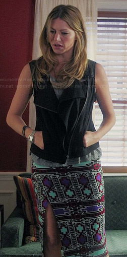 Josslyn’s leather shoulder vest and printed skirt on Mistresses