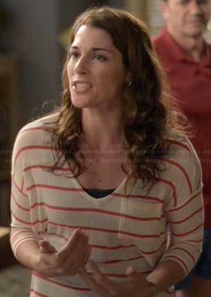 Kristen's red striped tee on Wilfred