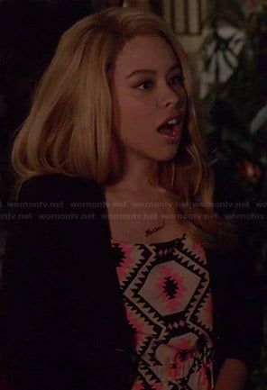 Mariana's neon geometric printed romper on The Fosters