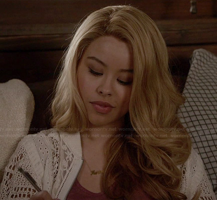 Mariana’s white crochet jacket on The Fosters