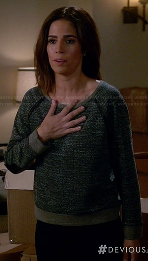 Marisol's grey sweater with leather trim on Devious Maids