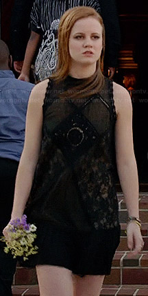 Norrie's black lace shift dress at the funeral on Under the Dome