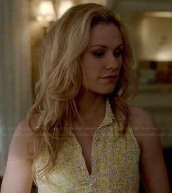 Sookie's yellow floral shirtdress on True Blood