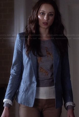 WornOnTV: Spencer’s grey animal graphic printed sweater and chambray ...