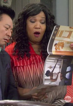 Yolanda's red ombre zig zag print blouse on Young and Hungry