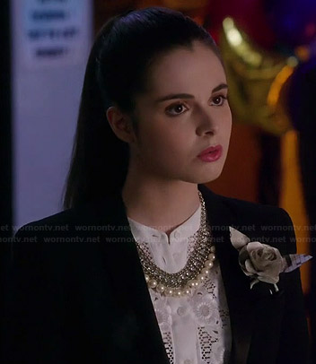Bay's white lace prom shirt and blazer on Switched at Birth