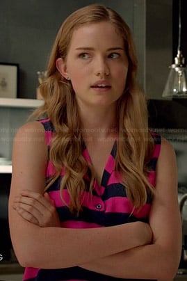 Emma’s pink and navy striped sleeveless top on Royal Pains