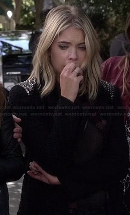 WornOnTV: Hanna's black leather jacket and red metallic leggings on Pretty  Little Liars, Ashley Benson