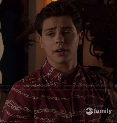Jesus's red chain print shirt on The Fosters