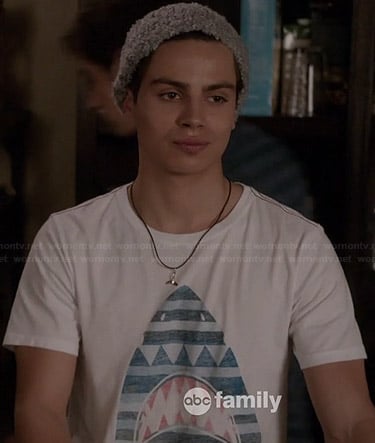 Jesus's striped shark graphic tee on The Fosters