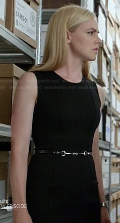 Katrina's black sleeveless seamed dress on Suits