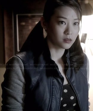 Kira’s blue leather jacket with grey sleeves on Teen Wolf